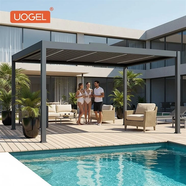 26.4.9-Poolside Luxury Metal Pergola with LED-1