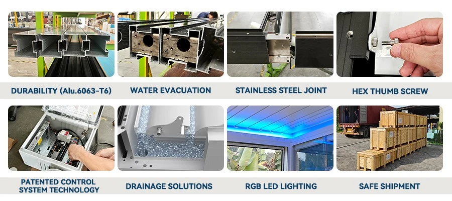 2649-Poolside Luxury Metal Pergola with LED-2